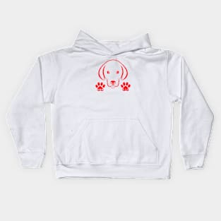 Dog Dad Red - Paw Print Art Kids Hoodie